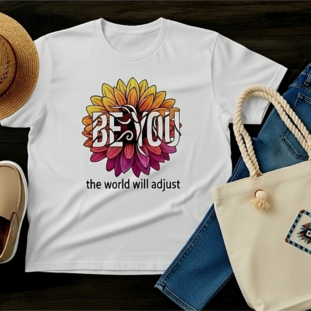 Be You Graphic Tee • Positive Quote Shirt • Colorful Flower Top